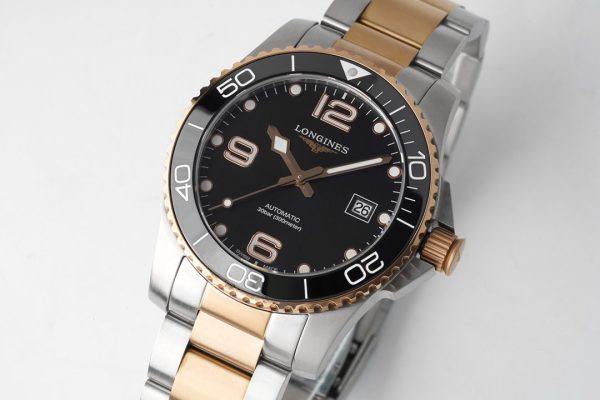 Longines Conquest L3.781.3.58.7 SS/RG Black Ceramic Bezel SS ZF 1:1 Best Edition Black Dial on SS/RG Bracelet A2824 - Super Clone Watch | 1:1 Best Version