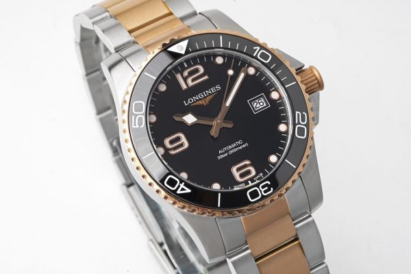 Longines Conquest L3.781.3.58.7 SS/RG Black Ceramic Bezel SS ZF 1:1 Best Edition Black Dial on SS/RG Bracelet A2824 - Super Clone Watch | 1:1 Best Version