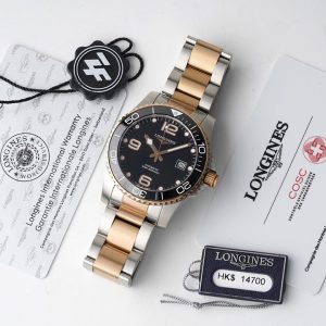 Longines Conquest L3.781.3.58.7 SS/RG Black Ceramic Bezel SS ZF 1:1 Best Edition Black Dial on SS/RG Bracelet A2824 - Super Clone Watch | 1:1 Best Version