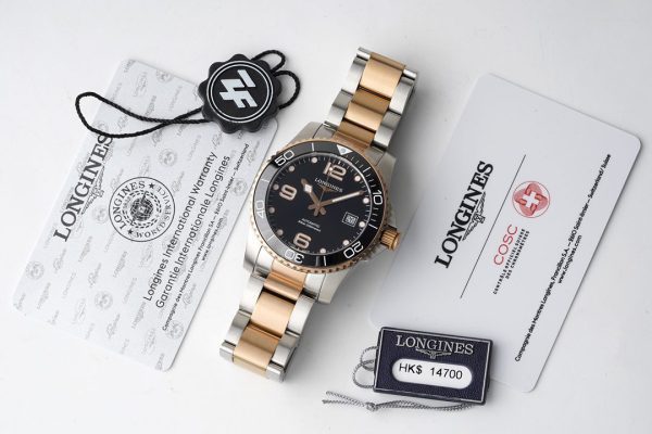Longines Conquest L3.781.3.58.7 SS/RG Black Ceramic Bezel SS ZF 1:1 Best Edition Black Dial on SS/RG Bracelet A2824 - Super Clone Watch | 1:1 Best Version