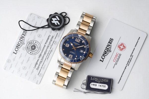 Longines Conquest L3.781.3.98.7 SS/RG Blue Ceramic Bezel SS ZF 1:1 Best Edition Blue Dial - Super Clone Watch | 1:1 Best Version