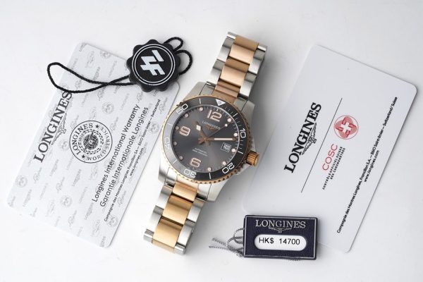 Longines Conquest L3.781.3.78.7 SS/RG Gray Ceramic Bezel SS ZF 1:1 Best Edition Gray Dial - Super Clone Watch | 1:1 Best Version