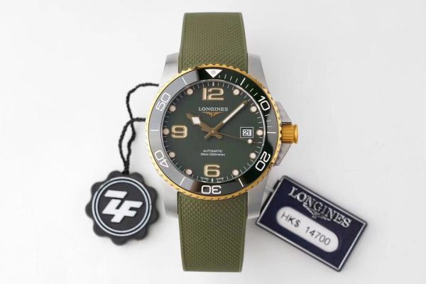 Longines Conquest L3.781.3.06.9 SS/YG Lunetta in ceramica verde SS ZF 1:1 Best Edition Quadrante verde - Orologio super clone | 1:1 Best Version