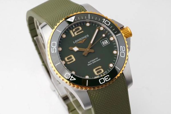 Longines Conquest L3.781.3.06.9 SS/YG Lunetta in ceramica verde SS ZF 1:1 Best Edition Quadrante verde - Orologio super clone | 1:1 Best Version