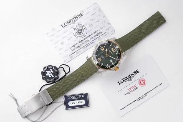 Longines Conquest L3.781.3.06.9 SS/YG Lunetta in ceramica verde SS ZF 1:1 Best Edition Quadrante verde - Orologio super clone | 1:1 Best Version