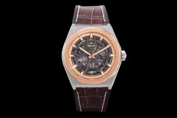 ZENITH  Defy Classic 87.9001.670/79.R589 LF 1:1 Best Edition RG Bezel Skeleton RG Dial on Brown Gummy Strap - Super Clone Watch | 1:1 Best Version