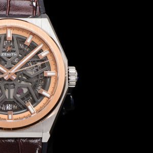 ZENITH  Defy Classic 87.9001.670/79.R589 LF 1:1 Best Edition RG Bezel Skeleton RG Dial on Brown Gummy Strap - Super Clone Watch | 1:1 Best Version