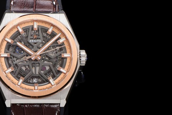 ZENITH  Defy Classic 87.9001.670/79.R589 LF 1:1 Best Edition RG Bezel Skeleton RG Dial on Brown Gummy Strap - Super Clone Watch | 1:1 Best Version