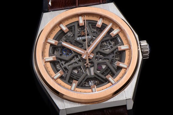 ZENITH  Defy Classic 87.9001.670/79.R589 LF 1:1 Best Edition RG Bezel Skeleton RG Dial on Brown Gummy Strap - Super Clone Watch | 1:1 Best Version