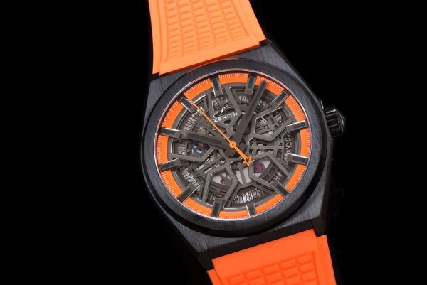 ZENITH Defy Classic 49.9001.670PVD LF 1:1 Best Edition Skeleton Orange Dial on Orange Rubber Strap - Super Clone Watch | 1:1 Best Version