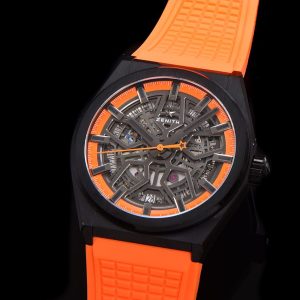 ZENITH Defy Classic 49.9001.670PVD LF 1:1 Best Edition Skeleton Orange Dial on Orange Rubber Strap - Super Clone Watch | 1:1 Best Version