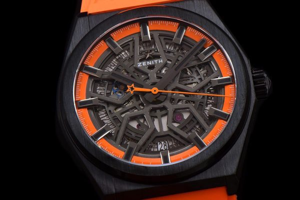 ZENITH Defy Classic 49.9001.670PVD LF 1:1 Best Edition Skeleton Orange Dial on Orange Rubber Strap - Super Clone Watch | 1:1 Best Version