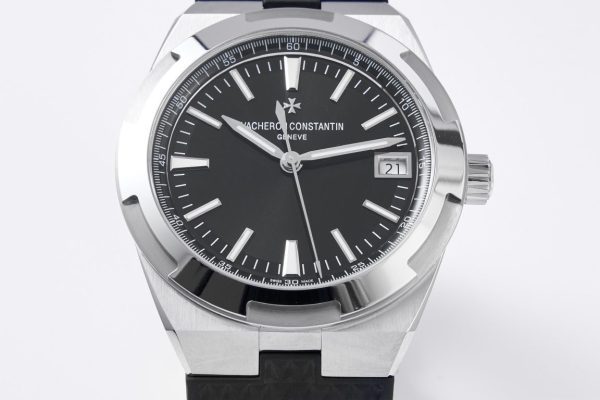 VC Overseas 4500V SS MKSF 1:1 Best Edition Quadrante nero su cinturino in gomma nera - Orologio super clone | 1:1 Best Version