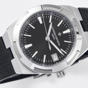 VC Overseas 4500V SS MKSF 1:1 Best Edition Quadrante nero su cinturino in gomma nera - Orologio super clone | 1:1 Best Version