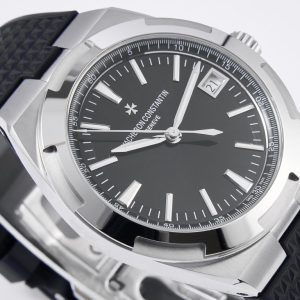 VC Overseas 4500V SS MKSF 1:1 Best Edition Quadrante nero su cinturino in gomma nera - Orologio super clone | 1:1 Best Version