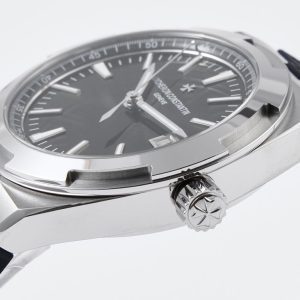 VC Overseas 4500V SS MKSF 1:1 Best Edition Quadrante nero su cinturino in gomma nera - Orologio super clone | 1:1 Best Version