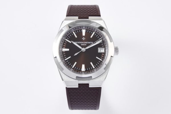 VC Overseas 4500V SS MKSF 1:1 Best Edition Brown Dial on Brown Rubber Strap - Super Clone Watch | 1:1 Best Version