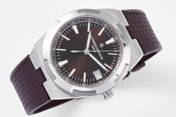 VC Overseas 4500V SS MKSF 1:1 Best Edition Brown Dial on Brown Rubber Strap - Super Clone Watch | 1:1 Best Version