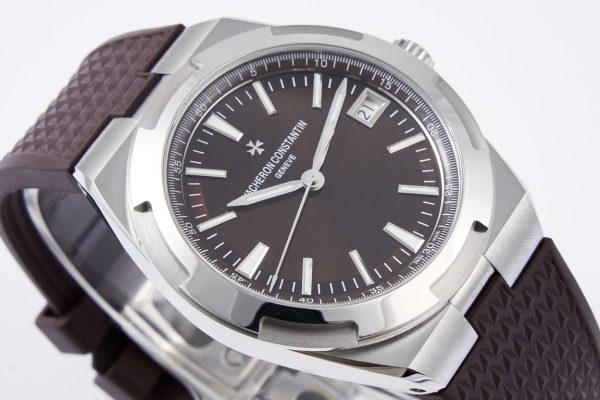 VC Overseas 4500V SS MKSF 1:1 Best Edition Brown Dial on Brown Rubber Strap - Super Clone Watch | 1:1 Best Version