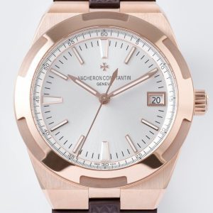 VC Overseas 4500v GR MKSF 1:1 Best Edition White Dial on Brown Rubber Strap - Super Clone Watch | 1:1 Best Version