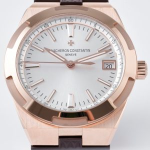 VC Overseas 4500v GR MKSF 1:1 Best Edition White Dial on Brown Rubber Strap - Super Clone Watch | 1:1 Best Version