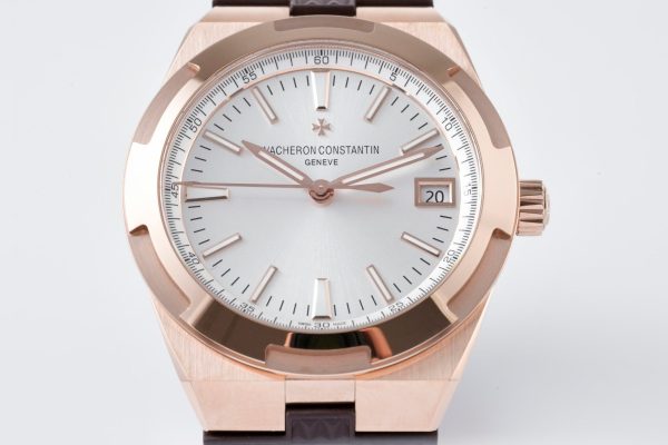 VC Overseas 4500v GR MKSF 1:1 Best Edition White Dial on Brown Rubber Strap - Super Clone Watch | 1:1 Best Version