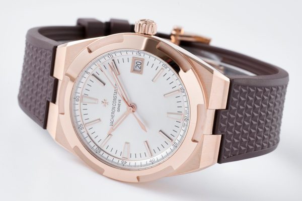 VC Overseas 4500v GR MKSF 1:1 Best Edition White Dial on Brown Rubber Strap - Super Clone Watch | 1:1 Best Version
