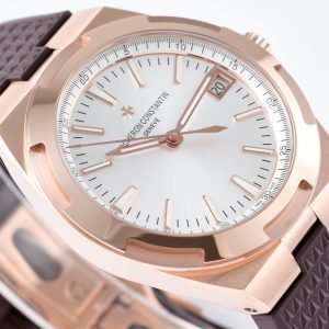 VC Overseas 4500v GR MKSF 1:1 Best Edition White Dial on Brown Rubber Strap - Super Clone Watch | 1:1 Best Version