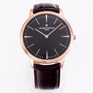 VC Patrimony 81180 RG MKF 1:1 Best Edition Black Dial on Brown Leather - Super Clone Watch | 1:1 Best Version