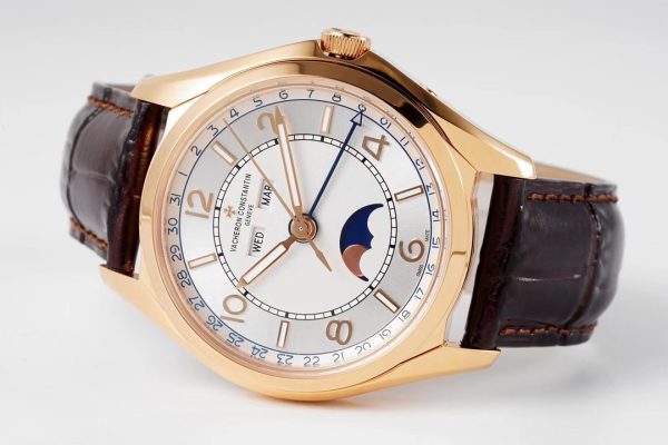 VC Fiftysix Complete Calendar 4000ERG 40mm ZF 1:1 Best Edition White Dial on Brown Leather Strap - Super Clone Watch | 1:1 Best Version