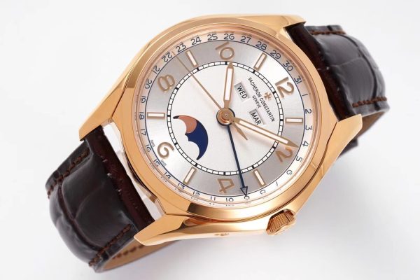 VC Fiftysix Complete Calendar 4000ERG 40mm ZF 1:1 Best Edition White Dial on Brown Leather Strap - Super Clone Watch | 1:1 Best Version
