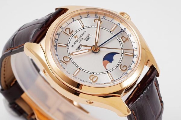 VC Fiftysix Complete Calendar 4000ERG 40mm ZF 1:1 Best Edition White Dial on Brown Leather Strap - Super Clone Watch | 1:1 Best Version