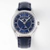 VC Fiftysix Complete Calendar 4000E SS 40mm ZF 1:1 Best Edition Blue Dial on Blue Leather Strap - Super Clone Watch | 1:1 Best Version