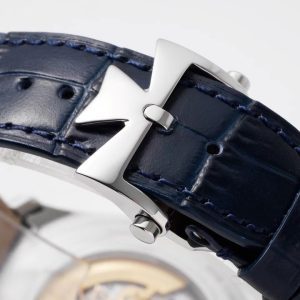 VC Fiftysix Complete Calendar 4000E SS 40mm ZF 1:1 Best Edition Blue Dial on Blue Leather Strap - Super Clone Watch | 1:1 Best Version