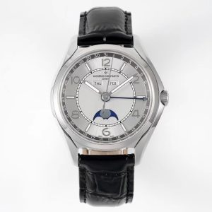 VC Fiftysix Complete Calendar 4000E SS 40mm ZF 1:1 Best Edition Gray Dial on Black Leather Strap - Super Clone Watch | 1:1 Best Version