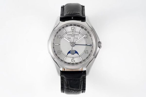 VC Fiftysix Complete Calendar 4000E SS 40mm ZF 1:1 Best Edition Gray Dial on Black Leather Strap - Super Clone Watch | 1:1 Best Version