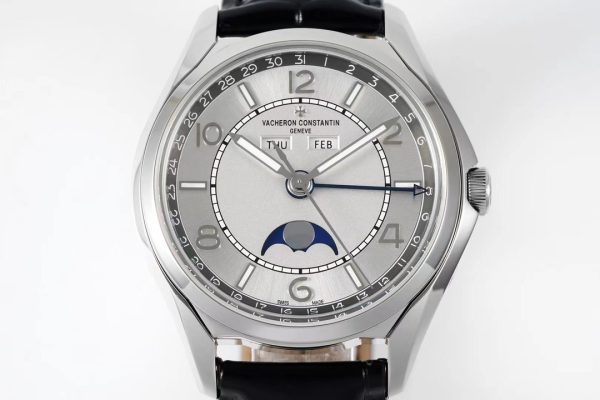 VC Fiftysix Complete Calendar 4000E SS 40mm ZF 1:1 Best Edition Gray Dial on Black Leather Strap - Super Clone Watch | 1:1 Best Version