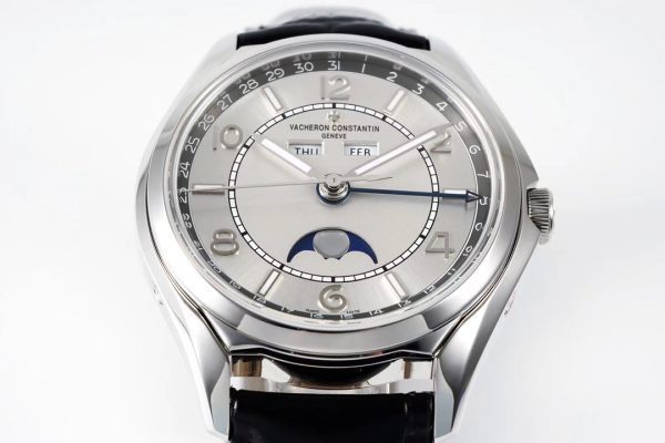 VC Fiftysix Complete Calendar 4000E SS 40mm ZF 1:1 Best Edition Gray Dial on Black Leather Strap - Super Clone Watch | 1:1 Best Version