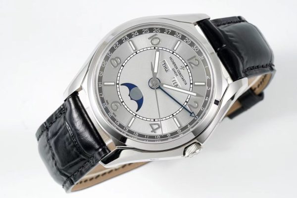 VC Fiftysix Complete Calendar 4000E SS 40mm ZF 1:1 Best Edition Gray Dial on Black Leather Strap - Super Clone Watch | 1:1 Best Version