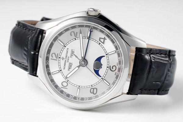 VC Fiftysix Complete Calendar 4000E SS 40mm ZF 1:1 Best Edition Gray Dial on Black Leather Strap - Super Clone Watch | 1:1 Best Version