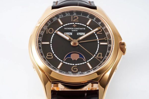 VC Fiftysix Complete Calendar 4000E RG 40mm ZF 1:1 Best Edition Brorn Dial on Brown Leather Strap - Super Clone Watch | 1:1 Best Version