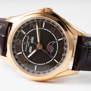 VC Fiftysix Complete Calendar 4000E RG 40mm ZF 1:1 Best Edition Brorn Dial on Brown Leather Strap - Super Clone Watch | 1:1 Best Version
