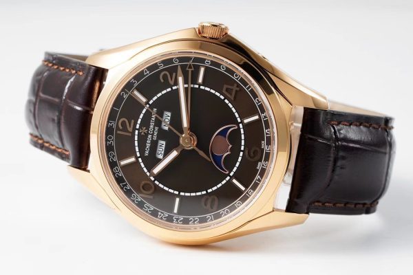 VC Fiftysix Complete Calendar 4000E RG 40mm ZF 1:1 Best Edition Brorn Dial on Brown Leather Strap - Super Clone Watch | 1:1 Best Version