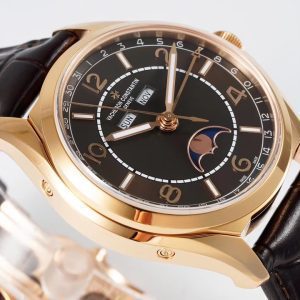 VC Fiftysix Complete Calendar 4000E RG 40mm ZF 1:1 Best Edition Brorn Dial on Brown Leather Strap - Super Clone Watch | 1:1 Best Version