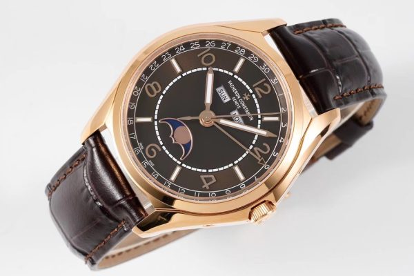 VC Fiftysix Complete Calendar 4000E RG 40mm ZF 1:1 Best Edition Brorn Dial on Brown Leather Strap - Super Clone Watch | 1:1 Best Version