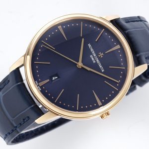 VC Patrimony Date 85180 RG PPF 1:1 Best Edition Blue Dial on Blue Leather Strap - Super Clone Watch | 1:1 Best Version