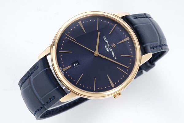 VC Patrimony Date 85180 RG PPF 1:1 Best Edition Blue Dial on Blue Leather Strap - Super Clone Watch | 1:1 Best Version
