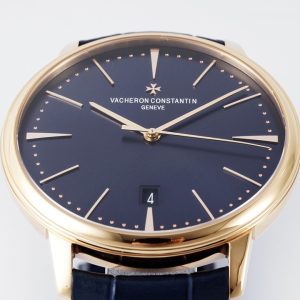 VC Patrimony Date 85180 RG PPF 1:1 Best Edition Blue Dial on Blue Leather Strap - Super Clone Watch | 1:1 Best Version