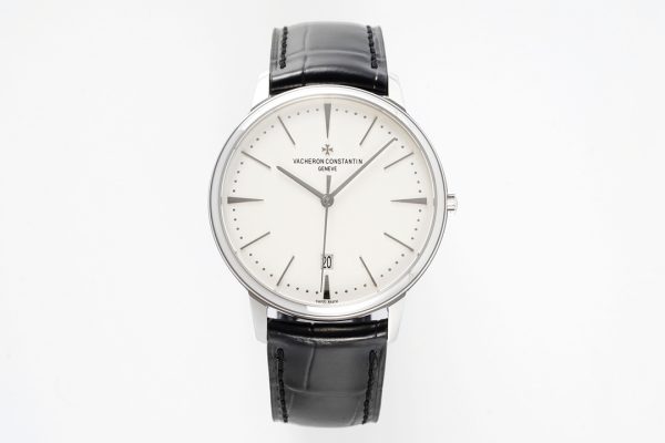 VC パトリモニーデイト 85180 SS PPF 1:1 ベストエディション ホワイトダイアル ブラックレザーストラップ - スーパークローンウォッチ｜1:1 ベストバージョン