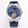 VC Overseas Tourbillon Ref 6000V SS BBRF 1:1 Best Edition Blue Dial on Black Leather Straps Tourb - Super Clone Watch | 1:1 Best Version